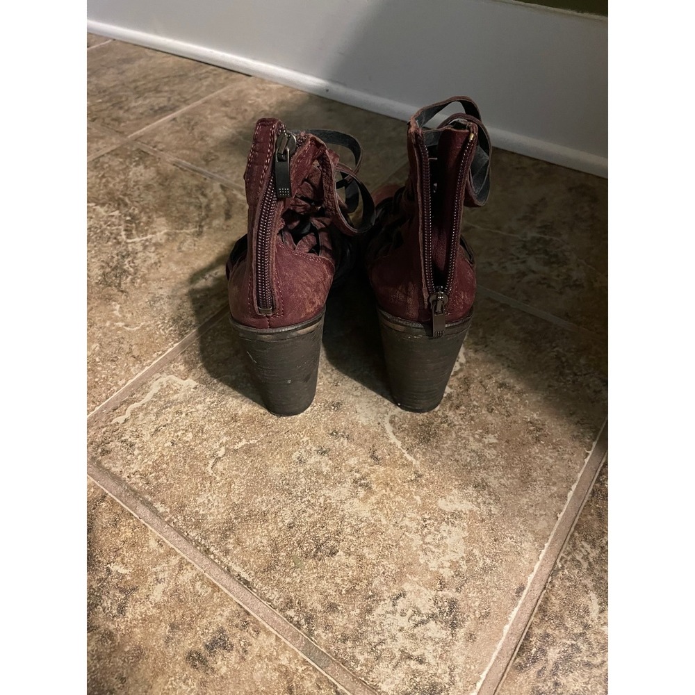 Free People Canyons Woven Booties Womens 39/8 Maroon Good Boho Ankle Boots - Picture 2 of 4